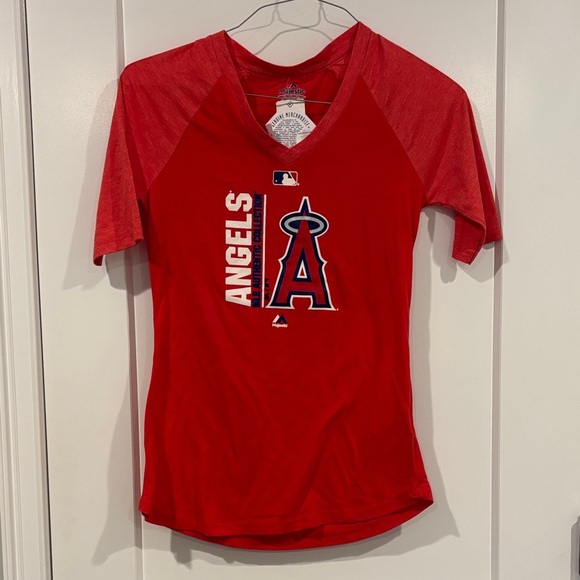 Majestic womens vneck Los Angeles Angels shirt Small - Picture 1 of 6